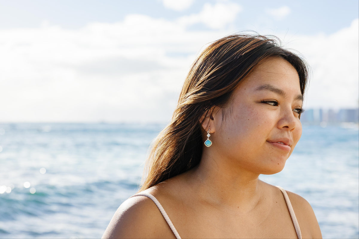Naomi – Larimar & Blue Topaz Drop Earrings in Sterling Silver
