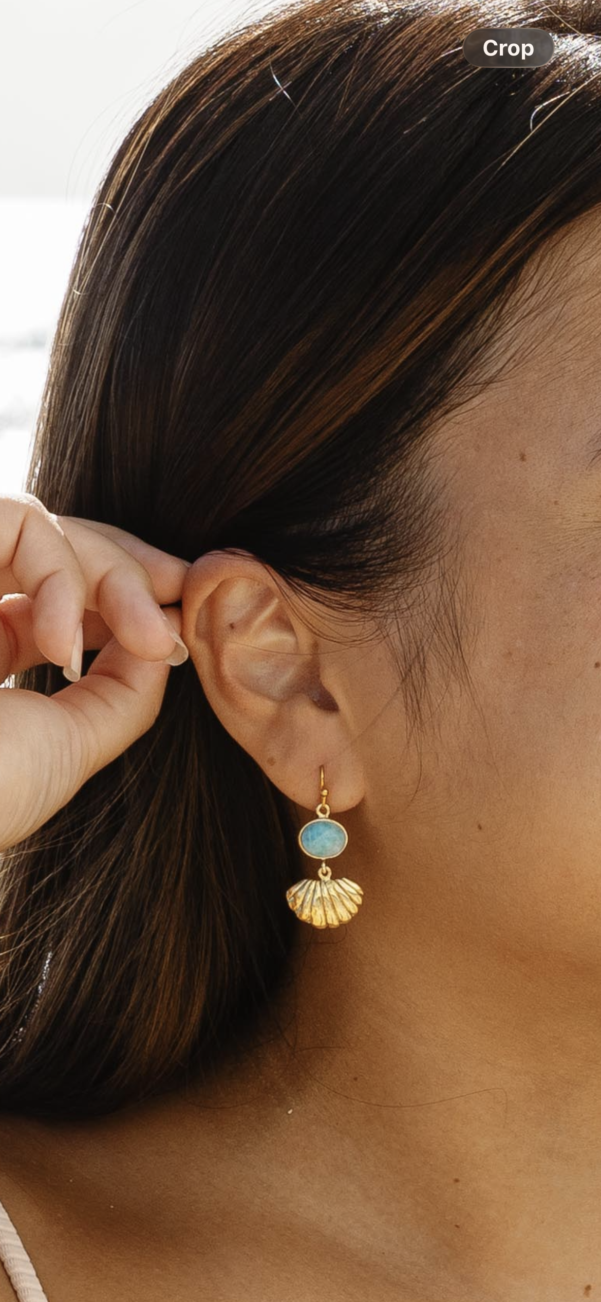 Ocean Shell – Larimar Shell Drop Earrings in Gold Vermeil