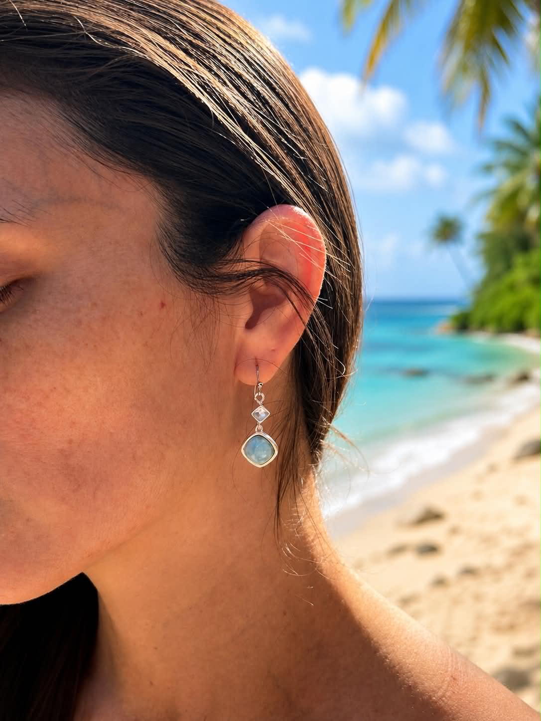 Naomi – Larimar & Blue Topaz Drop Earrings in Sterling Silver